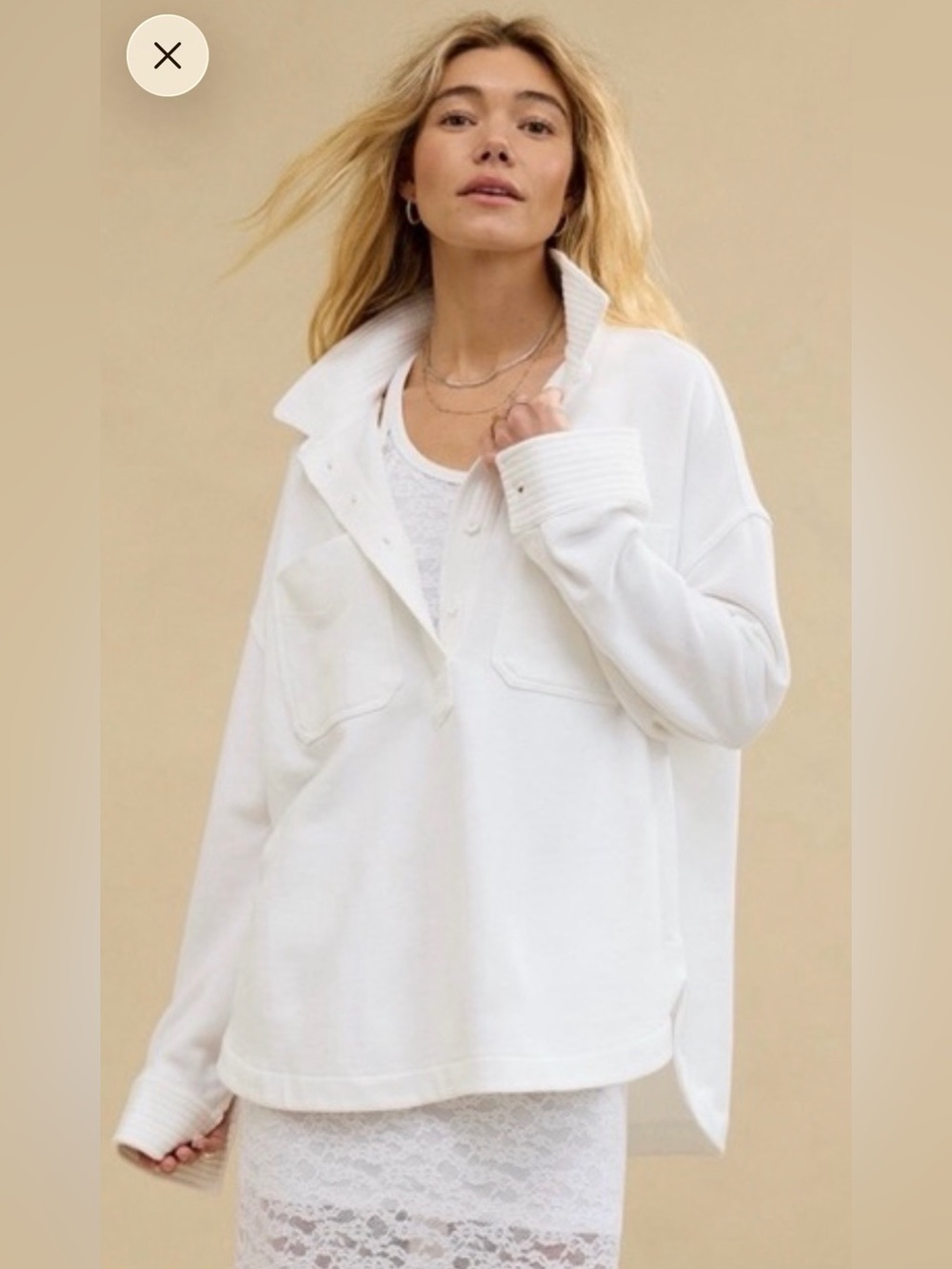Aerie Oversized Polo Sweatshirt Top Collared